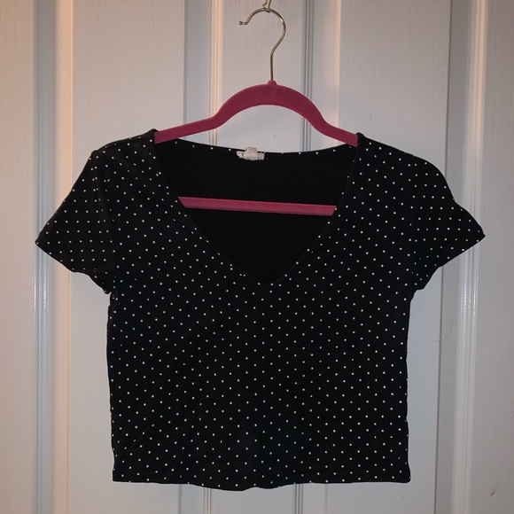 Polka dot v-neck crop top - Picture 1 of 2